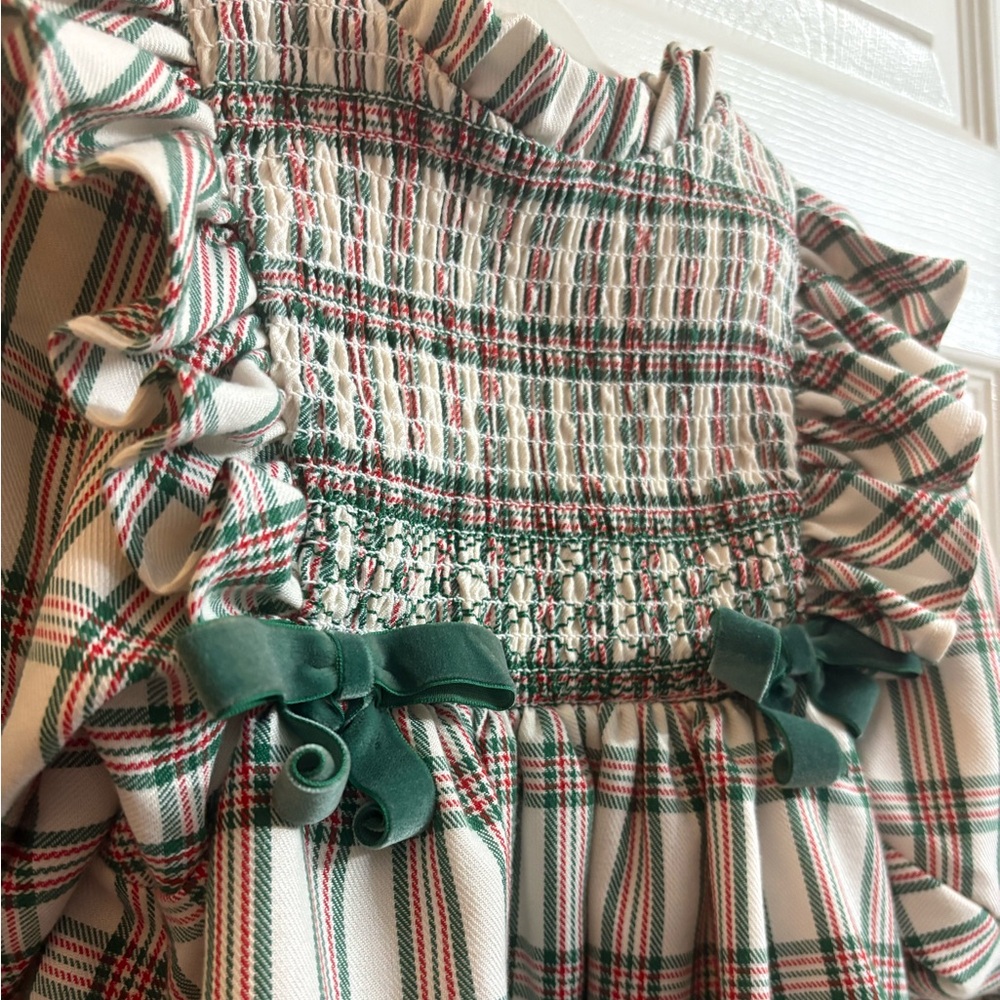 Bonnie Jean Festive Plaid Dress with Green Accents - Picture 2 of 4